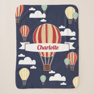 Hot Air Balloons & Clouds Adventure Sherpa Blanket