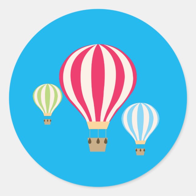 Hot Air Balloons Design Classic Round Sticker (Front)
