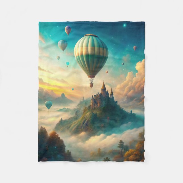 Hot Air Balloons Fleece Blanket (Front)