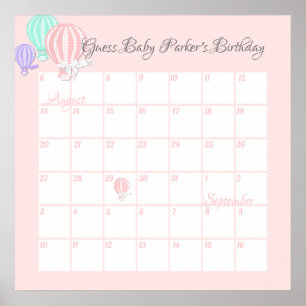Hot Air Balloons, Guess Baby's Due Date Poster