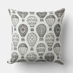 hot air balloons I black Throw Pillow