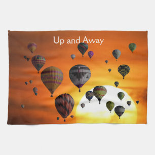 Hot air balloons in flight kitchen towel