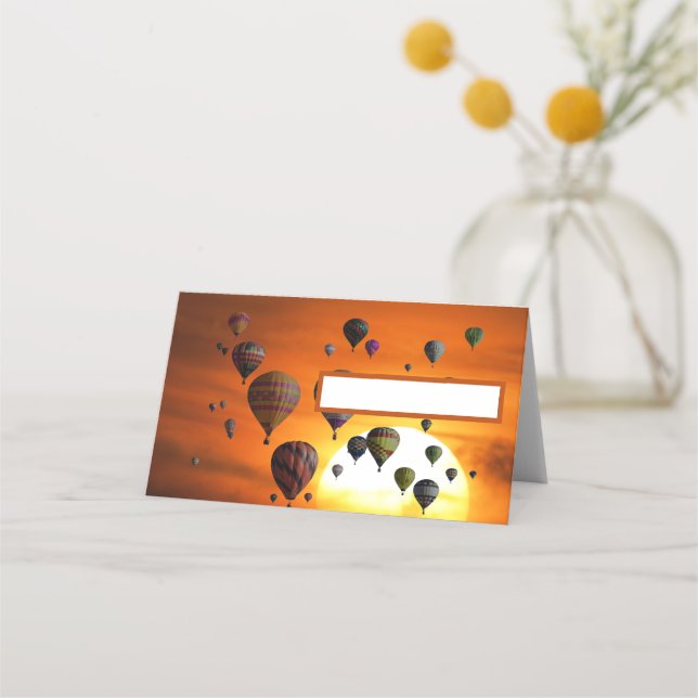 Hot air balloons in flight place card (Front)