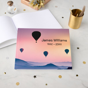 Hot Air Balloons In Morning Mist for Funeral Guest Book