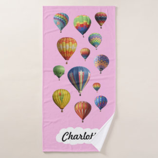 Hot Air Balloons on Light Pink Bath Towel