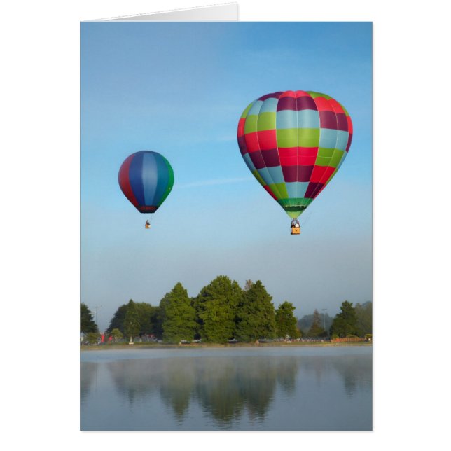 Hot air balloons over a lake,  NZ (Front)