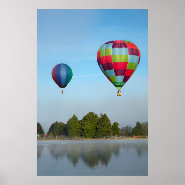 Hot air balloons over a lake,  NZ Poster (Front)