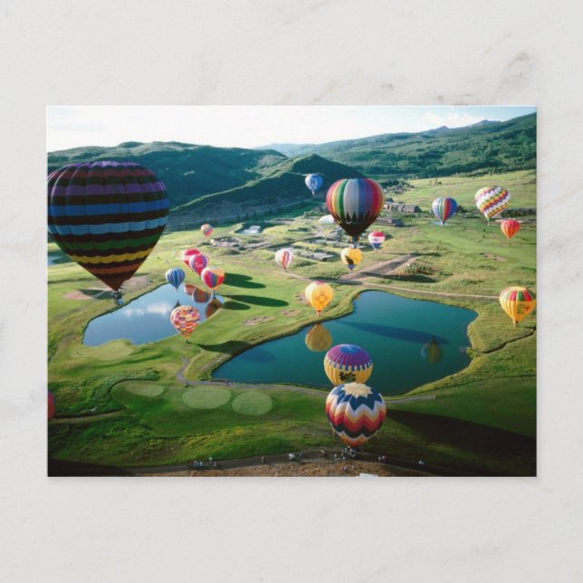 Hot Air Balloons Over Lakes Postcard (Front)