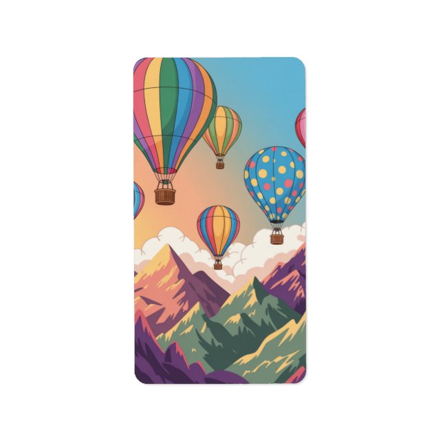 Hot air balloons over mountains Puzzle Label (Front)
