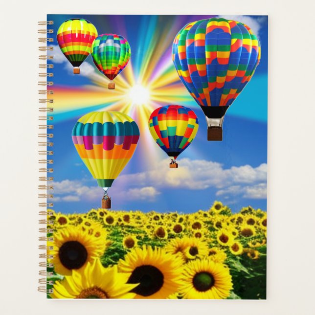 Hot air Balloons over Sunflowers  Planner (Front)