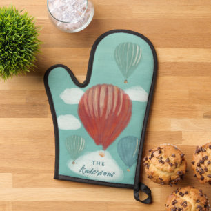 Hot Air Balloons Painted Illustration Personalized Oven Mitt
