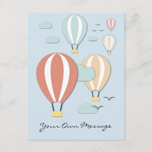 Hot Air Balloons Papercut Style Postcard