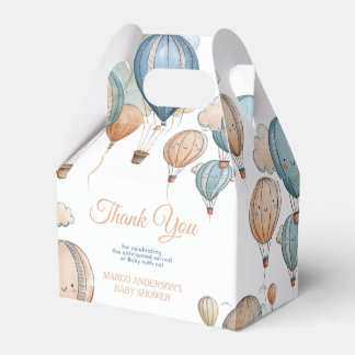 Hot Air Balloons Pastel Boy Travel Baby Shower Favor Box