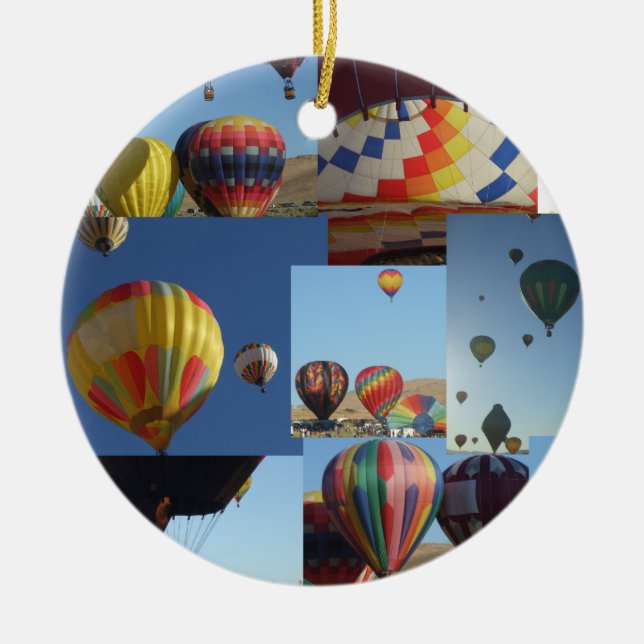 Hot Air Balloons Photo Collage Christmas Ornament (Front)
