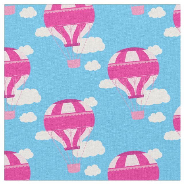Hot Air Balloons Pink Fabric (Close Up)