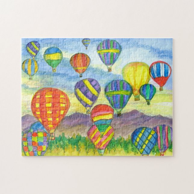Hot Air Balloons Race Desert Mountains Sunrise Jigsaw Puzzle (Horizontal)