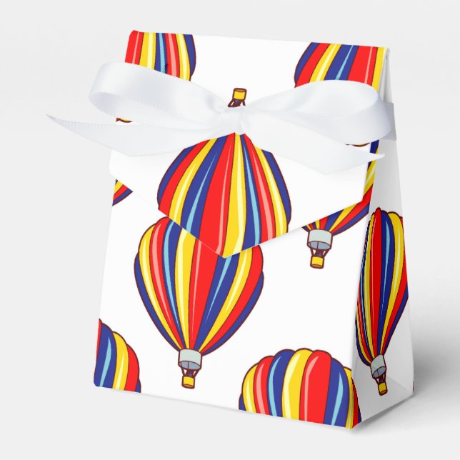 Hot Air Balloons; Red, Blue, Yellow Balloon Favor Box (Front Side)