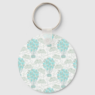 Hot air balloons turquoise blue nursery decor keychain