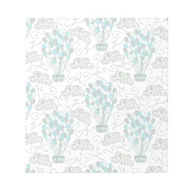 Hot air balloons turquoise blue nursery decor notepad (Front)