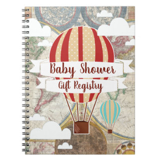 Hot Air Balloons Vintage Adventure Baby Shower Notebook