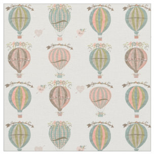 Hot Air Balloons, Vintage Floral Fabric