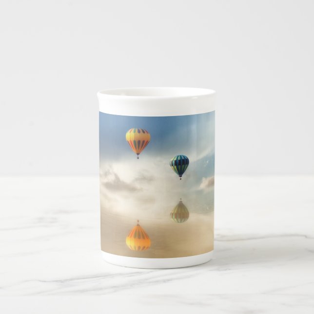 Hot Air Balloons Water Reflection Bone China Mug (Front)
