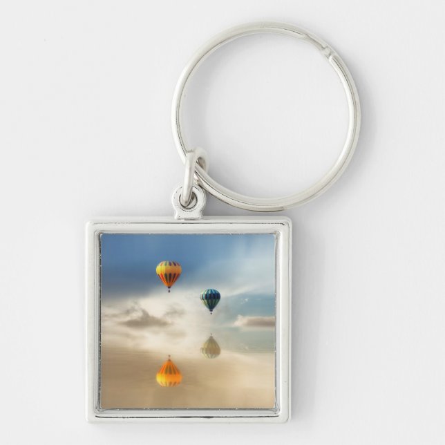 Hot Air Balloons Water Reflection Keychain (Front)