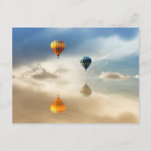Hot Air Balloons Water Reflection Postcard