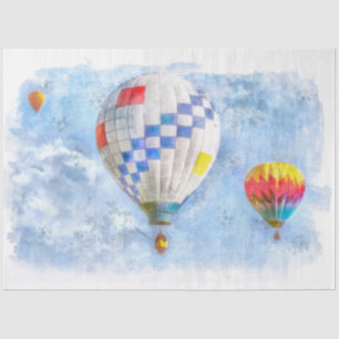 Hot Air Balloons Watercolor Decoupage Tissue Paper