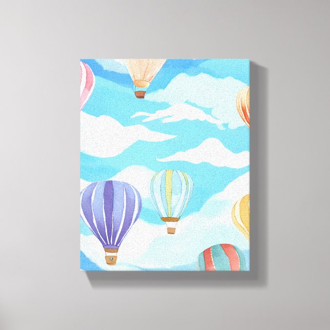 Hot Air Balloons Watercolor Painting Art  Canvas Print (Front)