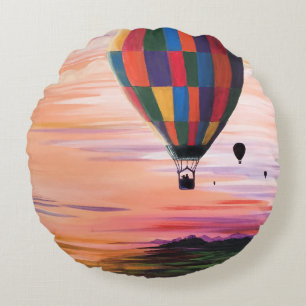 Hot Air Journey Round Pillow