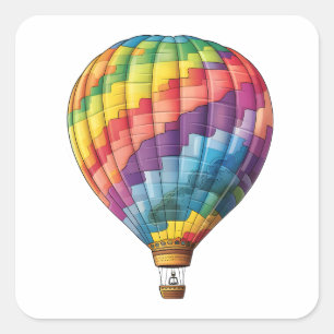 Hot Air Rainbow Balloon Square Sticker