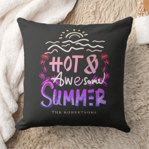 Hot and Awesome Summer Custom Family Name Throw Pillow