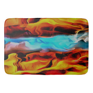 Hot And Cold Elements Acrylic Pour Abstract  Bath Mat