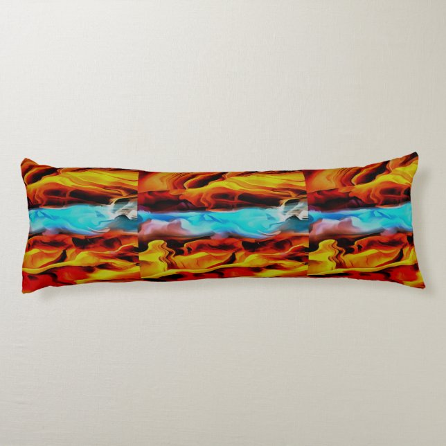 Hot And Cold Elements Acrylic Pour Abstract  Body Pillow (Back)