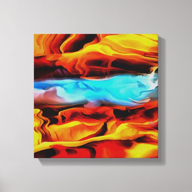 Hot And Cold Elements Acrylic Pour Abstract  Canvas Print (Front)