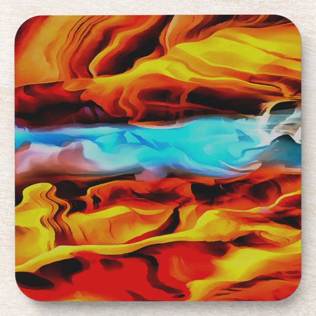 Hot And Cold Elements Acrylic Pour Abstract  Coaster (Front)