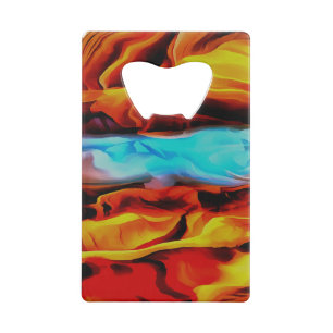 Hot And Cold Elements Acrylic Pour Abstract Credit Card Bottle Opener