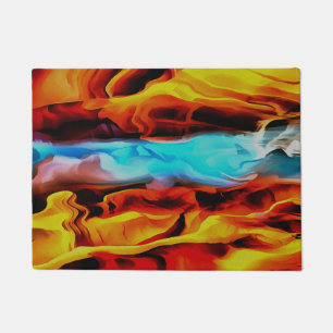 Hot And Cold Elements Acrylic Pour Abstract Doormat