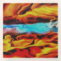 Hot And Cold Elements Acrylic Pour Abstract