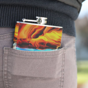 Hot And Cold Elements Acrylic Pour Abstract Hip Flask