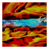 Hot And Cold Elements Acrylic Pour Abstract