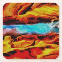 Hot And Cold Elements Acrylic Pour Abstract 