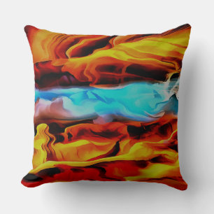 Hot And Cold Elements Acrylic Pour Abstract  Throw Pillow