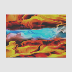 Hot And Cold Elements Acrylic Pour Abstract  Tissue Paper