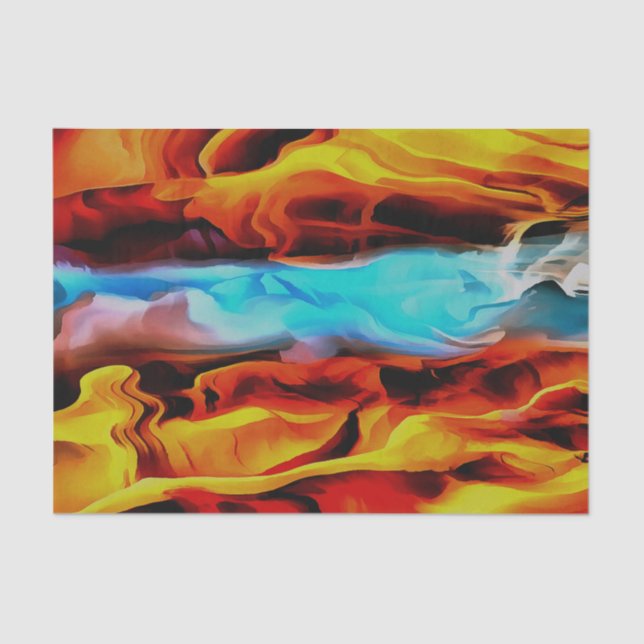 Hot And Cold Elements Acrylic Pour Abstract  Tissue Paper (Front)