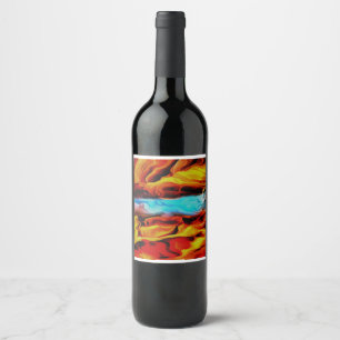 Hot And Cold Elements Acrylic Pour Abstract Wine Label