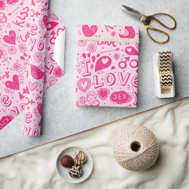 Hot and Soft Pink Pattern Romantic Wrapping Paper (Crafts)