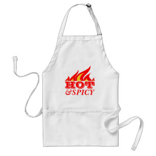 Hot and spicy BBQ apron   flaming text design
