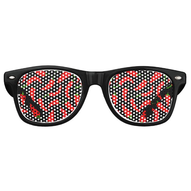Hot and Spicy Red Chilli Pepper Patterned Retro Sunglasses (Front)